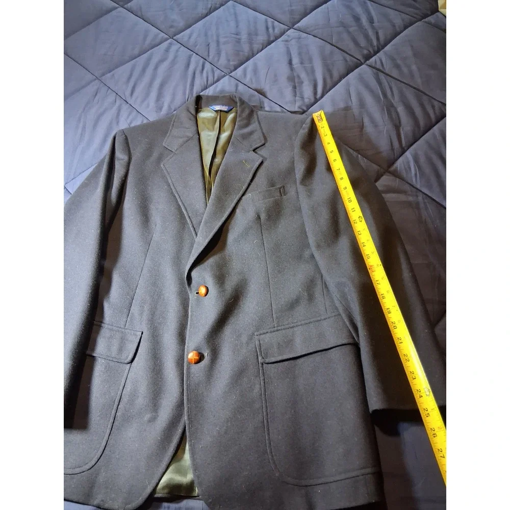 Pendleton Vintage Men Navy Blue 100% Virgin Wool 2 Button Blazer Jacket USA Made